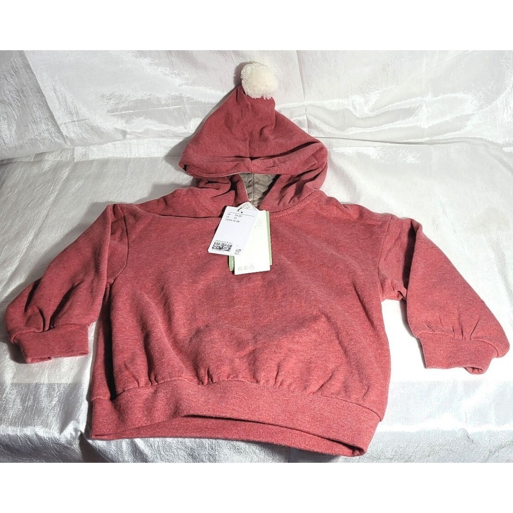 H&M Toddler Hoodie with Pom Pom - Red Melange - USA Size 2T
